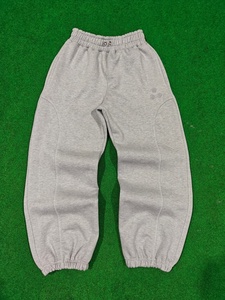 100% Cotton Fleece <b>Jogger</b> Men's Pants Haidergrey <b>Cuffed</b> Relaxed Fit Streetwear Embroidery Logo With Zip Pocket Flat Design - Product Image 1