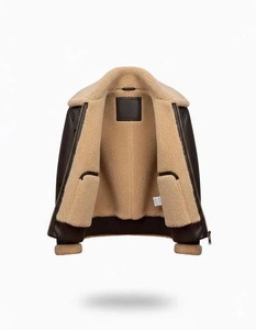 Veste en cuir véritable pour homme Champ King avec doublure en fausse fourrure coupe-vent style motard - Product Image 2
