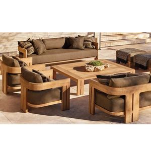 Sillón de Exterior Moderno de Madera de Teca, Estructura Hecha a Mano de Primera Calidad, Cojín Grueso de Secado Rápido, Muebles de Patio de Lujo para Todo Clima - Product Image 6