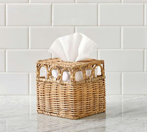 Natural Rattan Bathroom Accessory Set, Handwoven Wicker Tissue <b>Box</b>, Soap Dispenser and Tray for Hotel & Spa Decor - Product Image 4