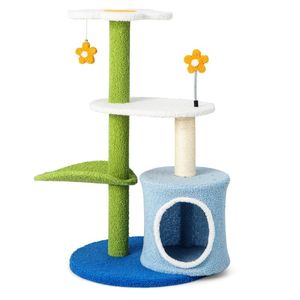 Arbre à chat mignon à 4 niveaux de 34,5 pouces avec balles sonores et griffoir pour chat - Product Image 4