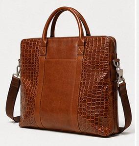 Porte-documents pour ordinateur portable en cuir véritable de qualité supérieure, grand format, style vintage, pour hommes, motif alligator, sac de messager professionnel, sac de travail, sac de voyage - Product Image 5