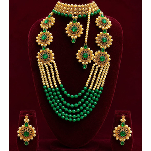 Ensemble collier et boucles d'oreilles pour femme JeweleMarket, plaqué or, pierres en cristal, perles ethniques, cadeau de mariage, de fiançailles ou d'anniversaire - Product Image 2