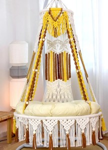 <b>Macrame</b> Swing,Hammock <b>Chair</b> with Blue Accents,<b>Hanging</b> <b>Chair</b> - Product Image 2