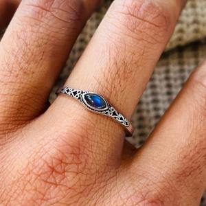 Minimalist <b>Labradorite</b> Brass Filigree <b>Ring</b> Silver Plated Dainty Wholesale <b>Ring</b> For Women - Product Image 6