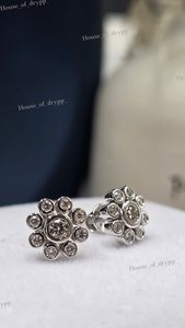 925 Silver with VVS Moissanite Diamond Flower Shape Screw <b>Back</b> Stud <b>Earrings</b> Bezel Setting Classic Women's Jewelry - Product Image 2