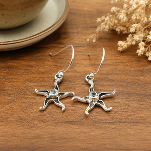 Pendientes Colgantes de Plata de Ley 925 con Circonita Cúbica en Forma de Estrella, Bañados en Oro Rosa y Dorado, Pendientes Celestiales, Regalo para Novia - Product Image 1