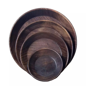 Plateau de service multi-usages sur mesure, aspect bois, fait main, plateau rond en bois pour aliments et légumes, plusieurs choix - Product Image 1