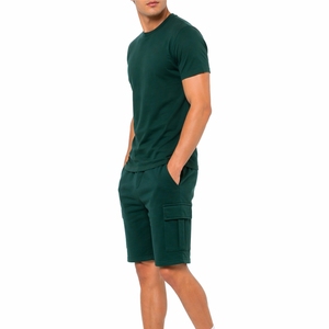 Ensemble T-shirt et short cargo pour homme, été, décontracté, deux pièces, respirant, 100% coton, style streetwear, tissu léger, tenue confortable - Product Image 3