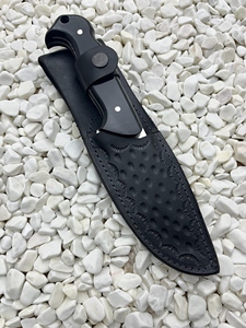 Hunting Skinner Knife Stainless Steel Fixed Blade Partially Serrated <b>Edge</b> <b>Black</b> Micarta Handle Lightweight - Product Image 2