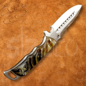 Cuchillo de Caza y Camping Hecho a Mano con Hoja Drop Point, Mango de Cuerno de Jabalí, Acero D2, Cuchillo EDC Utilitario OEM con Funda de Cuero, El Mejor Regalo - Product Image 4