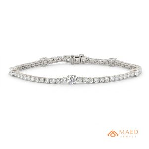 สร้อยข้อมือเทนนิสประดับมอสซาไนต์สีเงินสำหรับผู้หญิง ดีไซน์โซ่เส้นเล็ก สวยงามทันสมัย เหมาะเป็นของขวัญวันครบรอบแต่งงาน เครื่องประดับหรูหรา สไตล์ใหม่ - Product Image 1