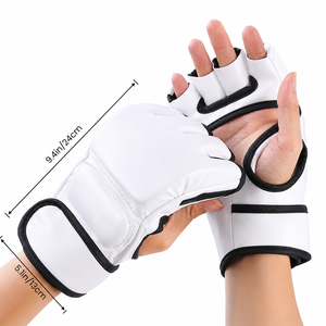 Factory Wholesale Adjustable Half-Finger Boxing Gloves MMA Fighting Muay Thai Training Martial Arts Sparring Gloves PU Leather - Product Image 2