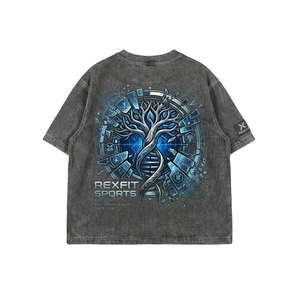 เสื้อยืดสตรีทแวร์ผู้ชายลายกราฟิกพิมพ์ DTG สไตล์วินเทจ ซักย้อมสีแบบ Stone Washed คุณภาพดีที่สุด ผ้าฝ้าย 100% ทรงโอเวอร์ไซส์ - Product Image 6