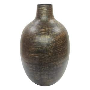 Vase moderne industriel en or mat brossé - Pot à fleurs en métal fait à la main pour la décoration de salon de luxe - Vase décoratif minimaliste - Product Image 1