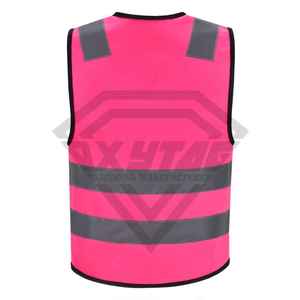 Gilet de sécurité rose premium en polyester avec bandes réfléchissantes, plusieurs poches, haute visibilité, antibactérien, certifié Oeko-Tex, vêtements de travail - Product Image 4