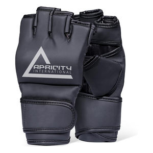 High Quality Adult MMA Gloves <b>Black</b> Color Genuine Leather Fight Training Gloves Adjustable Wrist Strap Lightweight UV Protection - Product Image 1