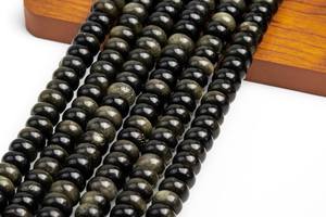 Perles rondes en obsidienne dorée naturelle pour la fabrication de bijoux, bracelets, colliers, fournitures de bricolage - Product Image 5