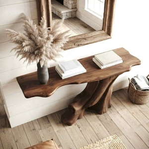 Table console en bois naturel sur mesure, table de couloir pour villa de luxe, entrée résidentielle, table d'entrée 100% artisanale - Product Image 3