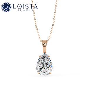 Pendentif en diamant taille poire LOISTA, or blanc naturel, solitaire, certifié GIA, bijoux de fiançailles classiques pour femmes - Product Image 3