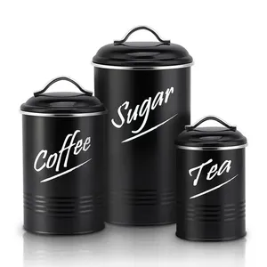 Vintage Style Decorative Metal Kitchen Canister Set for Rustic Farmhouse Storage and Organization on Countertops - Product Image 4
