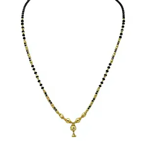 Elegante Cadena de Perlas Doradas y Negras Tradicionales con Colgante Floral de Perla Única, Joyería India Mangalsutra para Mujer - Product Image 2