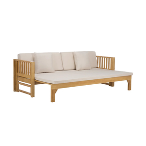 Sofá Cama de Madera de Teca Sólida y Duradera para Exteriores, con Cojines, para Hotel y Villa - Product Image 2
