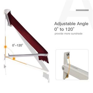 Tenda da Sole Estensibile in Lega di Alluminio per Balcone/Patio con Tettoia per Protezione dalla Pioggia - Funzionamento Manuale, Finitura Rivestita - Product Image 3