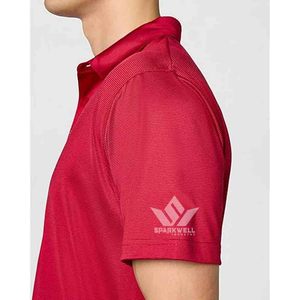 Camiseta de Manga Corta Roja para Hombre, de Algodón, Tejido Sólido, Informal, Transpirable, Corte Regular, Logotipo Frontal, Secado Rápido - Product Image 2