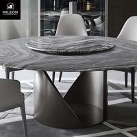 Luxuriöses Italienisches Hotel-Restaurant Rundes Esszimmer-Möbelset Marmortisch mit Drehplatte