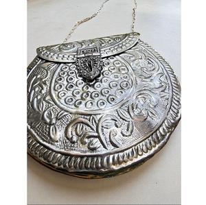 Bolso de mano metálico retro grabado, monedero de plata antigua, bolso étnico bohemio, cartera de noche para boda hecha a mano, God Grace Craft - Product Image 2