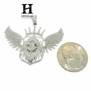 Collar con colgante de alas de águila con incrustaciones de diamantes, estilo Hip Hop, con dijes de corona, cabeza de águila y escudo, y colgante de pájaro con diamante cultivado en laboratorio VVS - Product Image 6