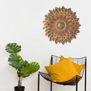 Bohemian Metal Wall Art Floral Mandala Decorative Hanging Circular Handmade Metal Handicraft Plant Pattern - Product Image 4