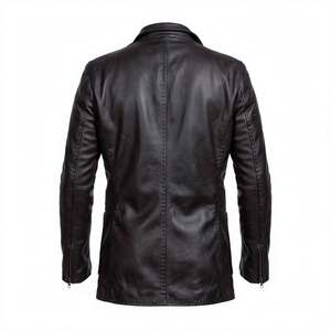 Men's <b>Leather</b> <b>Blazer</b> <b>Jacket</b> 2 Button Notch Lapel Casual Patch Pockets <b>Jacket</b> <b>Blazer</b> Coat Turn-down Collar Single Breasted Jasket - Product Image 2
