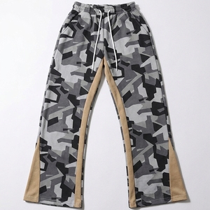 Pantalon large pour homme, imprimé camouflage, taille élastique avec cordon de serrage, décontracté, léger, en polyester, pantalon d'été avec bande latérale - Product Image 4