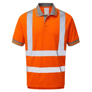 Chemise polo de travail à manches courtes à motif uni réfléchissant haute visibilité pour travaux de construction - Product Image 1