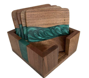 Handmade Wooden Resin <b>Paperweight</b> Green Epoxy Inlay Customized Shape Casting Technique Home Decoration Customize Wood Resin - Product Image 1