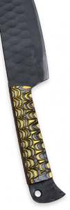 Couteau noir forgé à la main sur mesure avec manche texturé doré, outil de découpe pour cuisine extérieure - Product Image 4
