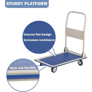 Carretilla de Plataforma Plegable de 4 Ruedas de Alta Resistencia, Capacidad de 330 Libras, Carro de Plataforma Plana con Función de Empuje para Mover Carritos y Carretillas - Product Image 5