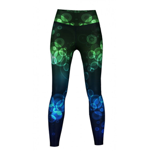 High Waisted Full Length Sublimation Yoga <b>Leggings</b> With Green Blue Dot <b>Pattern</b> Elastic Waist Seamless Spandex Polyester Pants - Product Image 5