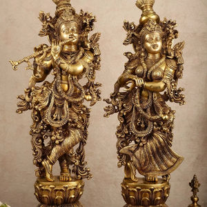 ยกระดับพื้นที่ของคุณด้วยรูปปั้นพระราชาคุริสนาทองเหลืองบริสุทธิ์ขนาด 30 นิ้ว สไตล์ป๊อปอาร์ต อาร์ตเดโค ประณีตประณีตด้วยงานฝีมือ สะท้อนความศักดิ์สิทธิ์ - Product Image 1