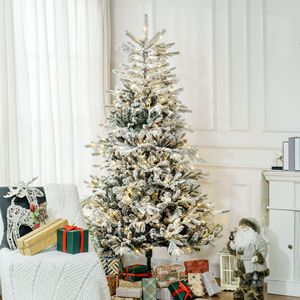 Albero di Natale Bianco di 2,1 m con Luci Preinstallate Dorate, Albero Artificiale con Luci LED Bianco Caldo, 1650 Punte, Base in Metallo - Product Image 2
