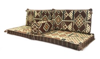 Ensemble de coussins de sol orientaux, motif kilim/tapis, brun, avec garnissage en mousse de densité 22