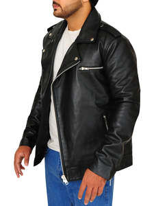 Chaqueta de Cuero Vacuno con Cuello Alto, Dos Tonos, Alta Calidad, Impermeable y Resistente al Viento para Hombre - Product Image 5