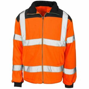<b>High</b> Visibility Safety <b>Jacket</b> Class 2 <b>Orange</b> and Yellow Reflective Workwear with Silver Stripes Zipper Closure - Product Image 4