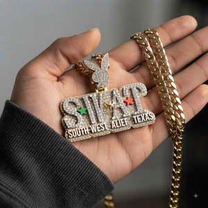 Pendentif personnalisé en argent 925 plaqué or avec moissanite et diamant, motif dessin animé, grand et fin, pour rappeur hip-hop, avec initiale ou nom, idéal pour cadeau. - Product Image 5