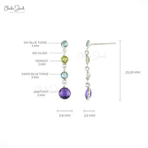 2026 Classic Jewelry Designed in 925 Sterling Silver Multi Stone Push Back Dangling Earrings Perfect Anniversary Gift for <b>Wife</b> - Product Image 2