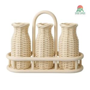 Rattan Milk Bottle <b>Set</b> Natural Color Woven Basket Rustic Design Eco-Friendly Kids Storage Organizer - Product Image 2