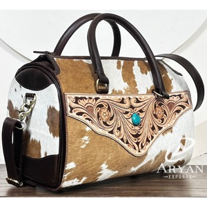 Grand sac Speedy en cuir de vachette, sacs à main western en cuir travaillé à la main avec bandoulière, sac de voyage spacieux, sac à bandoulière élégant - Product Image 1