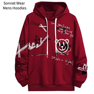 Sweat à capuche polaire imprimé pour homme à manches longues avec poches et cordon de serrage, en Spandex/Coton, impression numérique, style mode vacances - Product Image 1